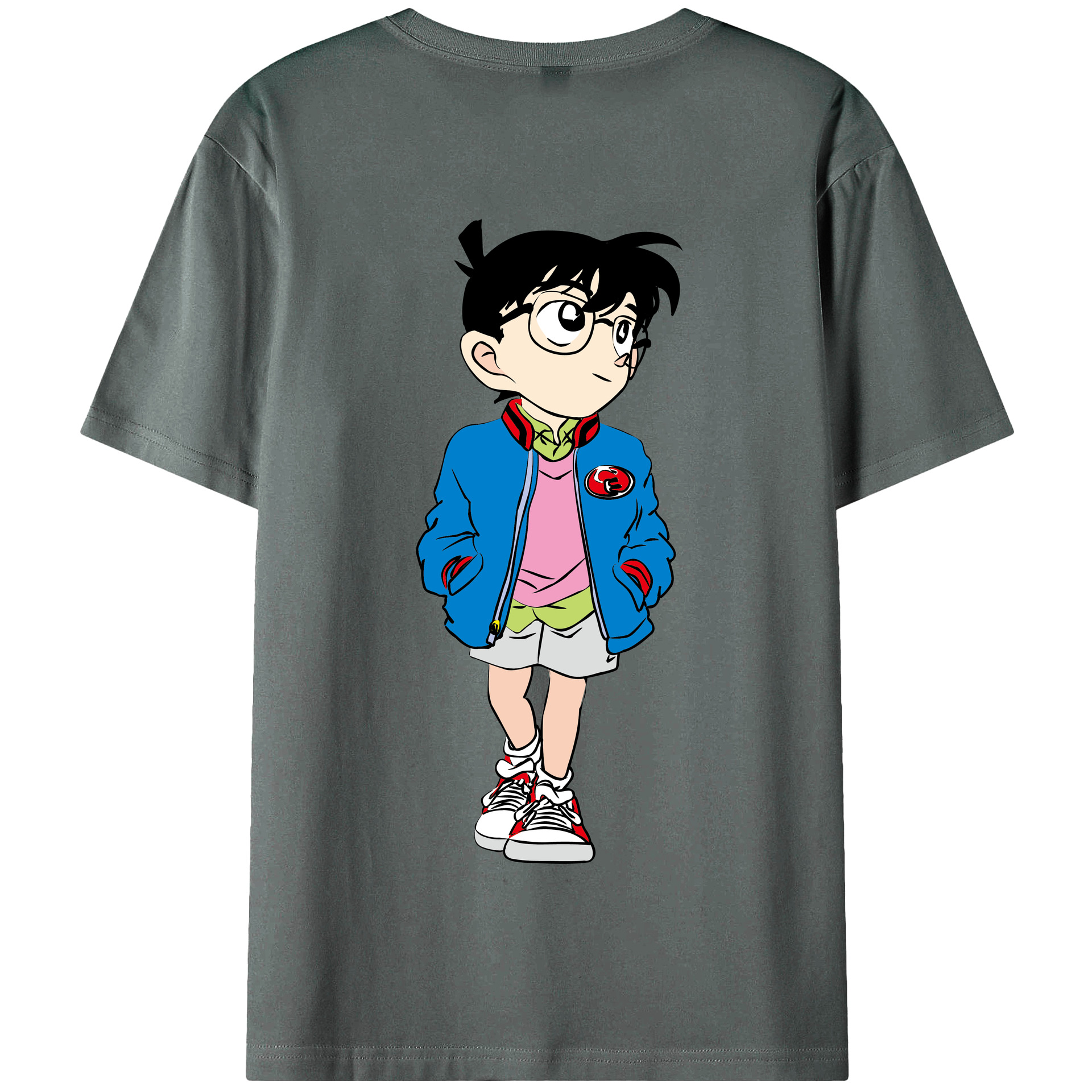 （画像用） 名探偵コナン 江戸川 コナン Detective Conan Conan Edogawa 綿100％半袖Tシャツ（背面プリント）
